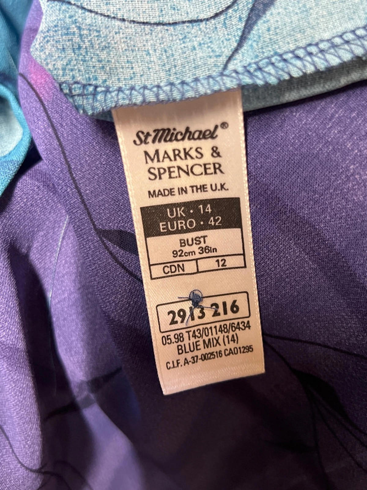 Vintage St Michael | 14 Summer Blouse Shirt | Navy/Turquoise