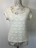 Kaliko | Size 12 | White/cream crochet embellished top
