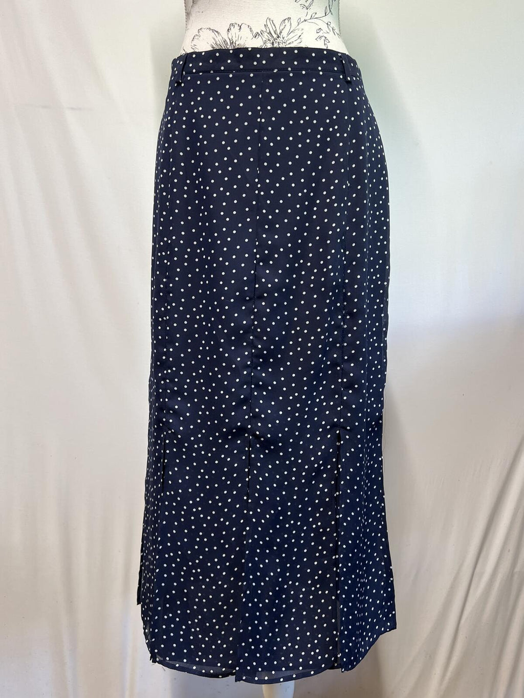 Gray & Osborne |14 | Long navy polka dot dress