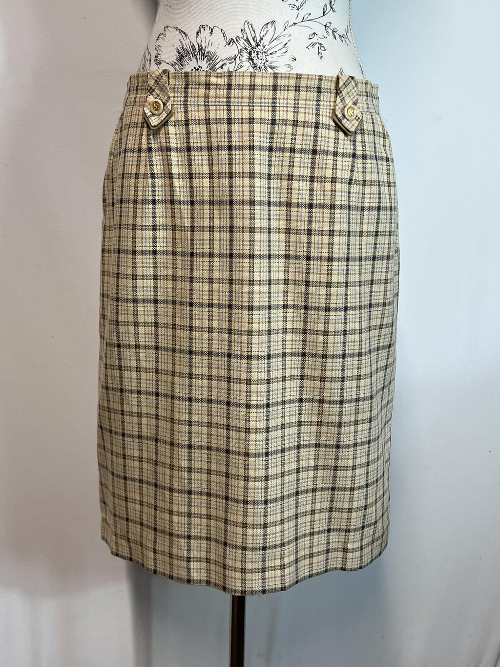 City Combi | Size 10 | Cream plaid mini skirt