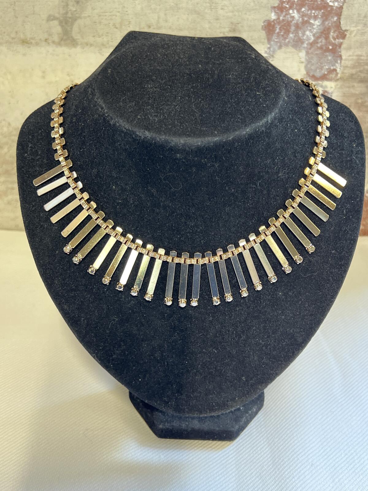 Gold tone dress costume necklace