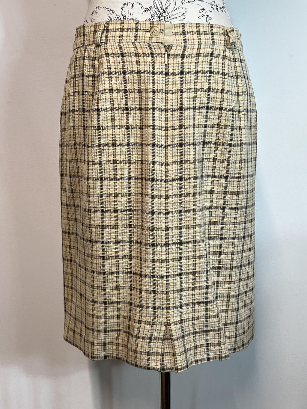 City Combi | Size 10 | Cream plaid mini skirt