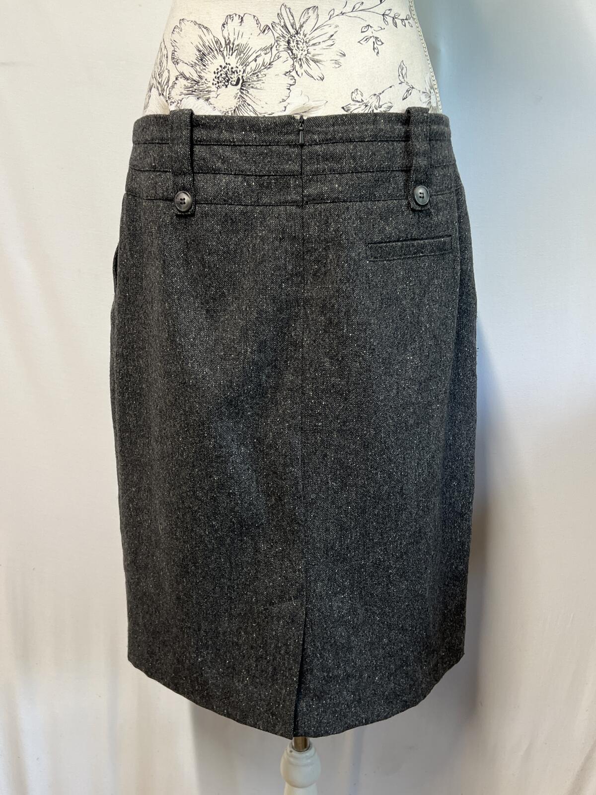 1990s Vintage Monsoon | Grey skirt | Size 14 | Wool/Polyester Blend