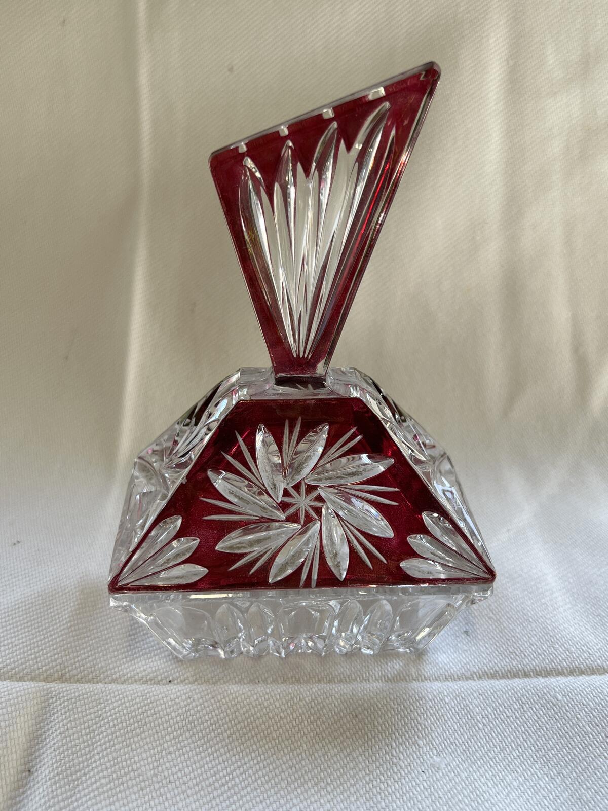 Vintage vanity set featuring cut-to-clear crystal perfume bottles
