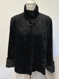 Wallis | Size Large | Black Textured Faux Fur Jacket With Hook Eye Fastenings
