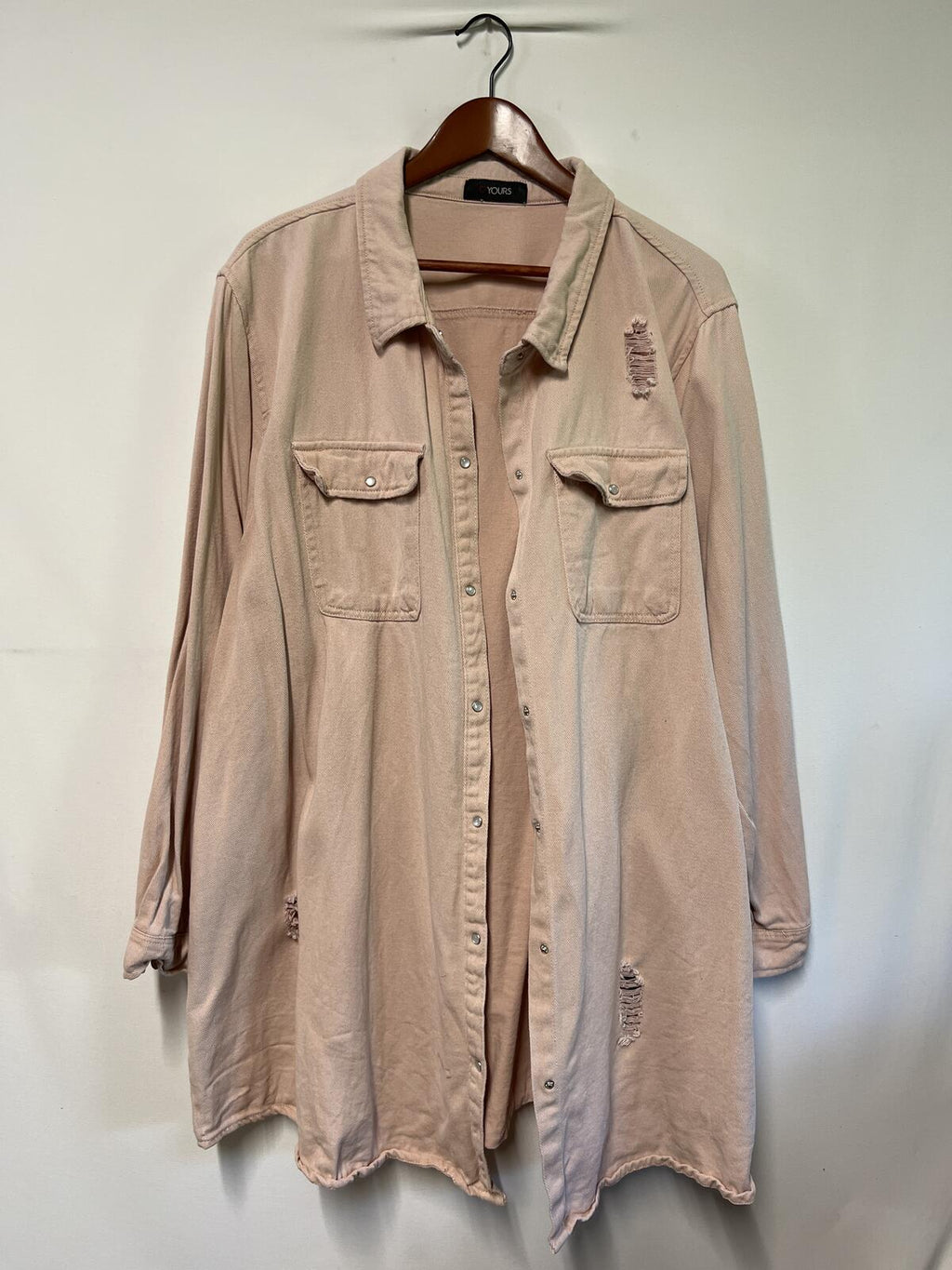 Yours | Size 30-32 | Distressed Pink Denim Jacket | Very good