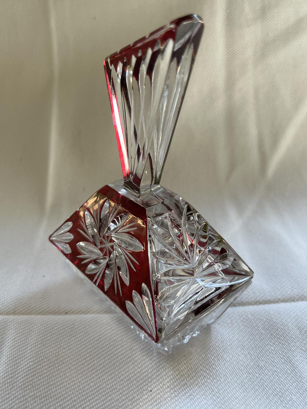 Vintage vanity set featuring cut-to-clear crystal perfume bottles
