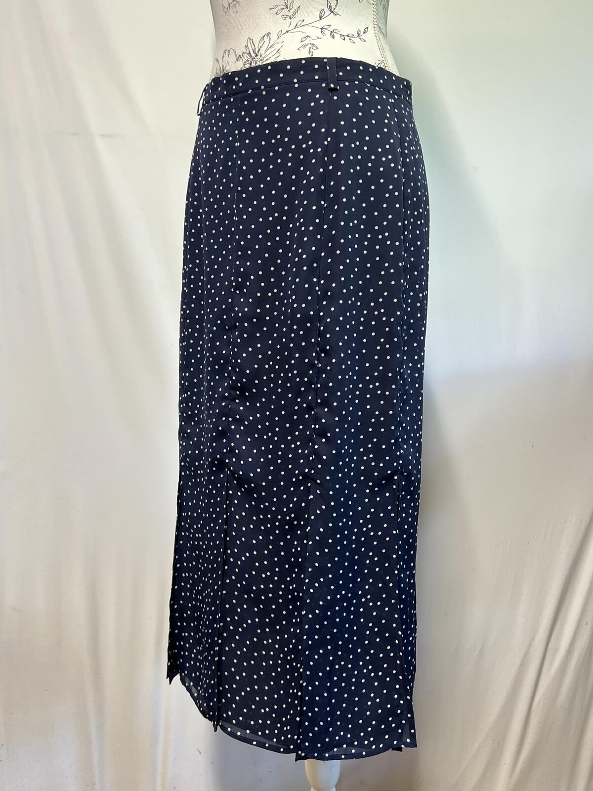 Gray & Osborne |14 | Long navy polka dot dress