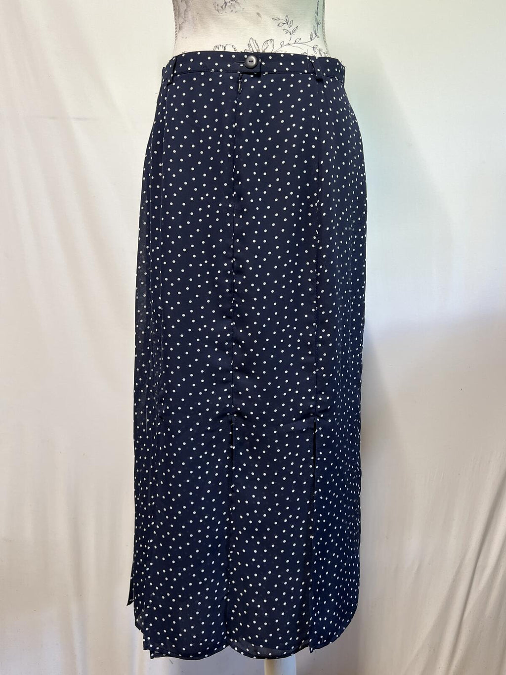 Gray & Osborne |14 | Long navy polka dot dress
