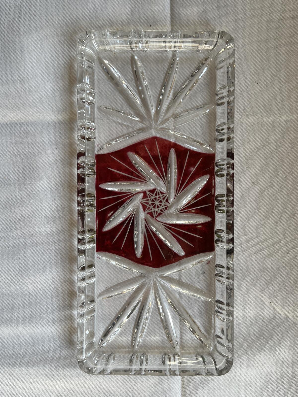 Vintage vanity set featuring cut-to-clear crystal perfume bottles