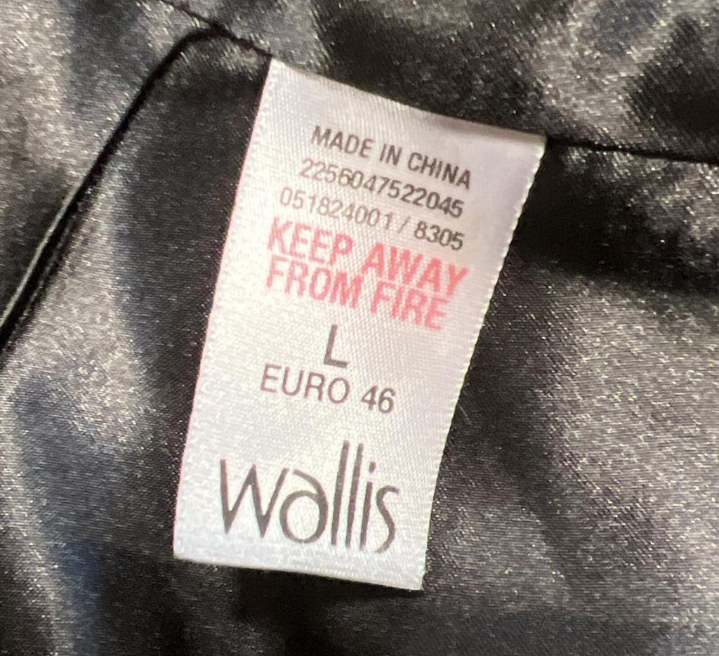 Wallis | Size Large | Black Textured Faux Fur Jacket With Hook Eye Fastenings