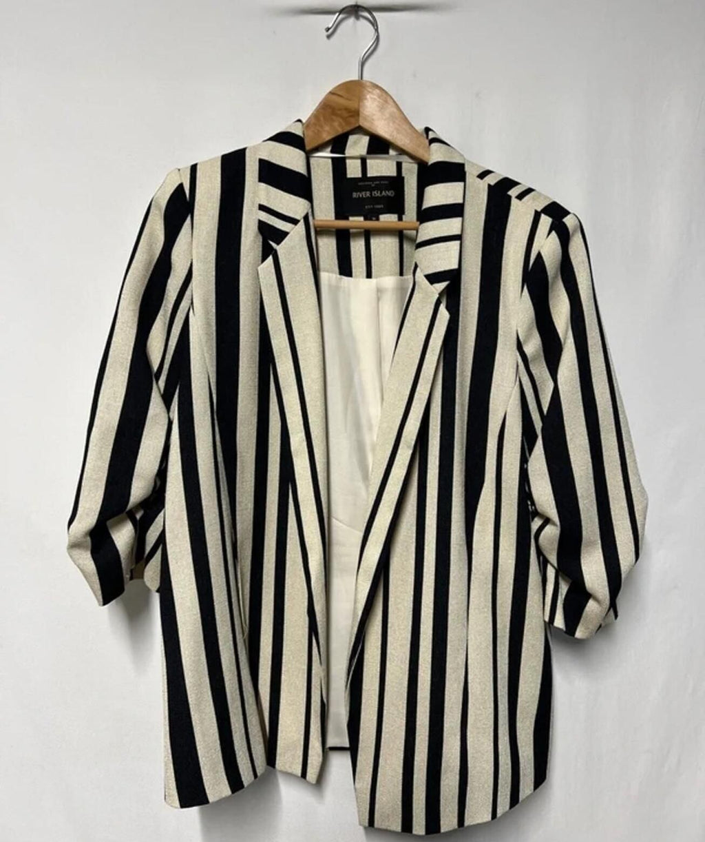 River Island | Size 16 | Classic black and white striped blazer