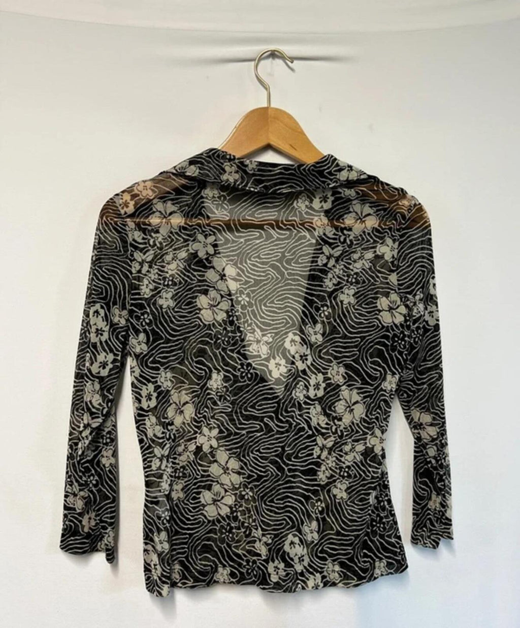 Vintage Mexx | M | Y2K Monochrome Black and White Sheer Shirt