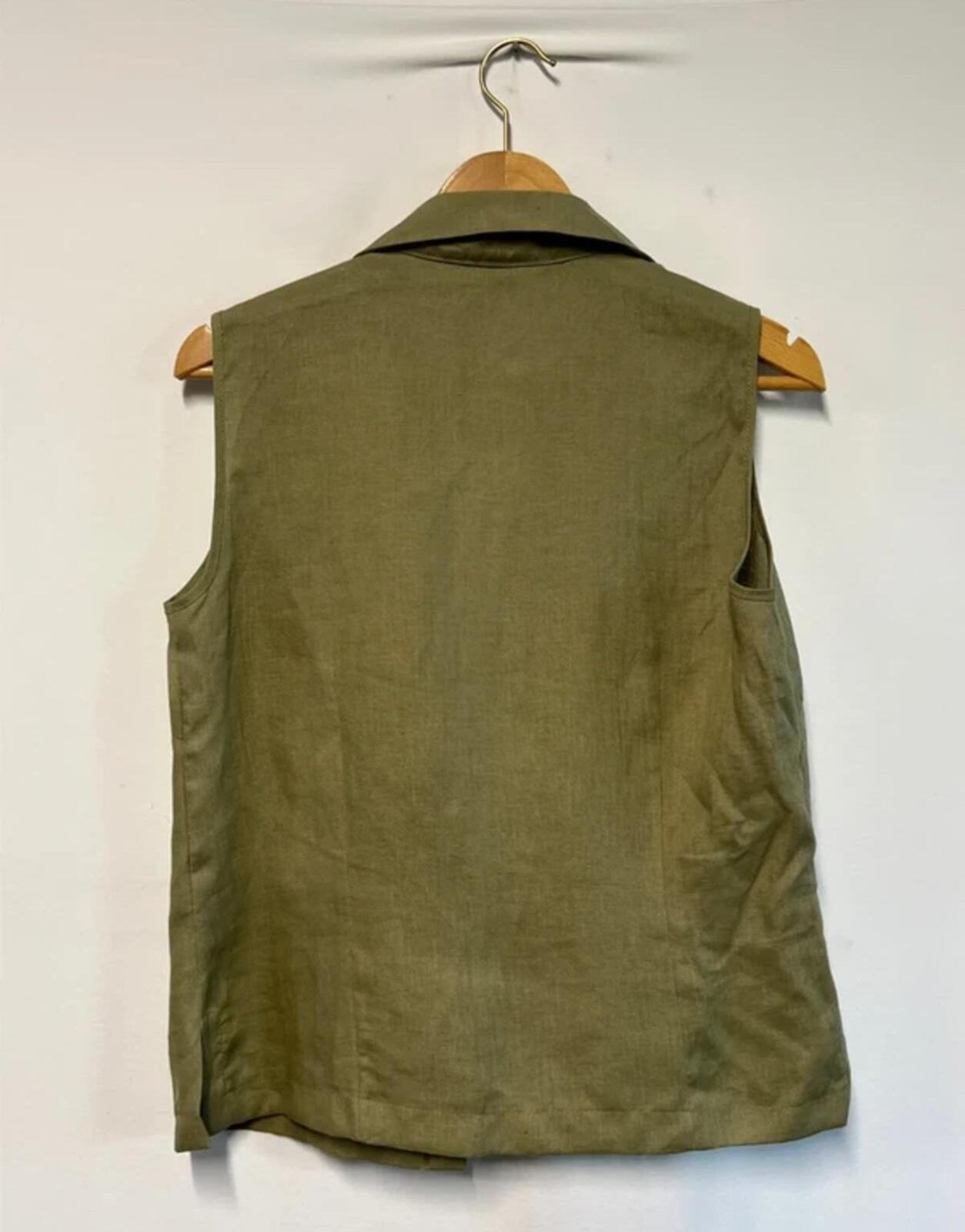M&S | 12 | Khaki Vest Shirt | Irish Linen | Brand New
