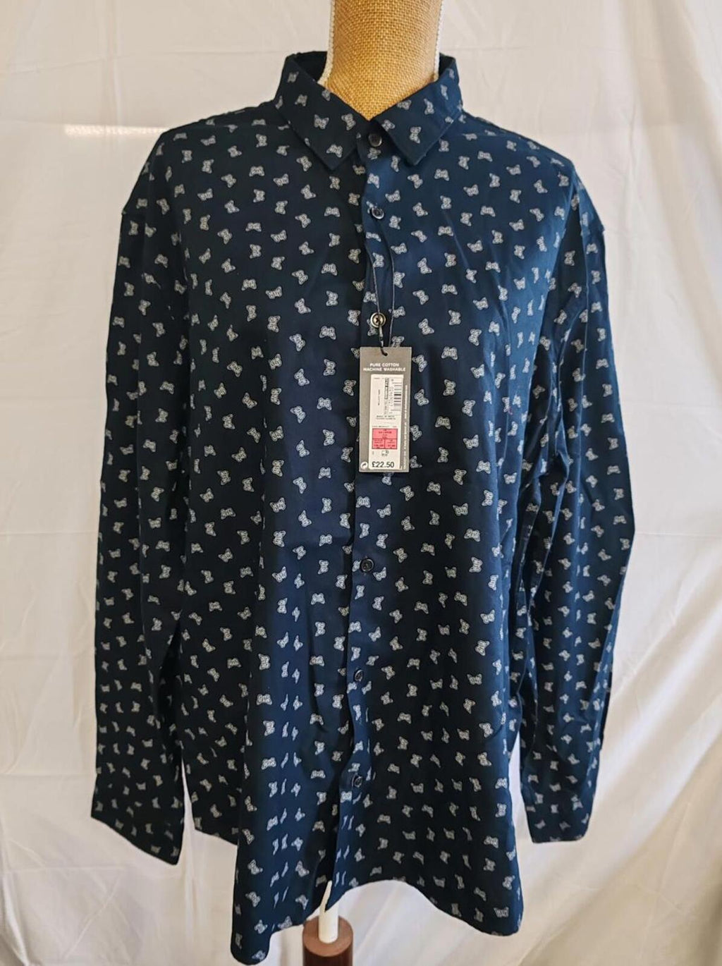 M&S Limited Edition | 2XL | Navy Butterfly Print Shirt | Cotton
