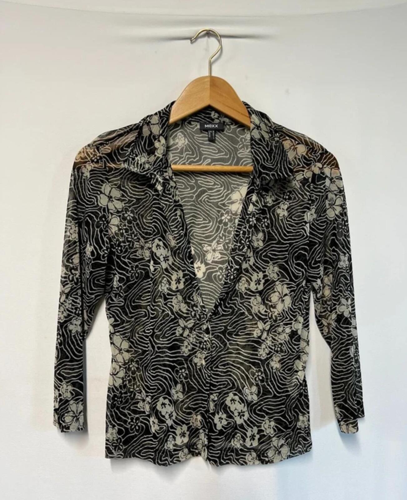 Vintage Mexx | M | Y2K Monochrome Black and White Sheer Shirt