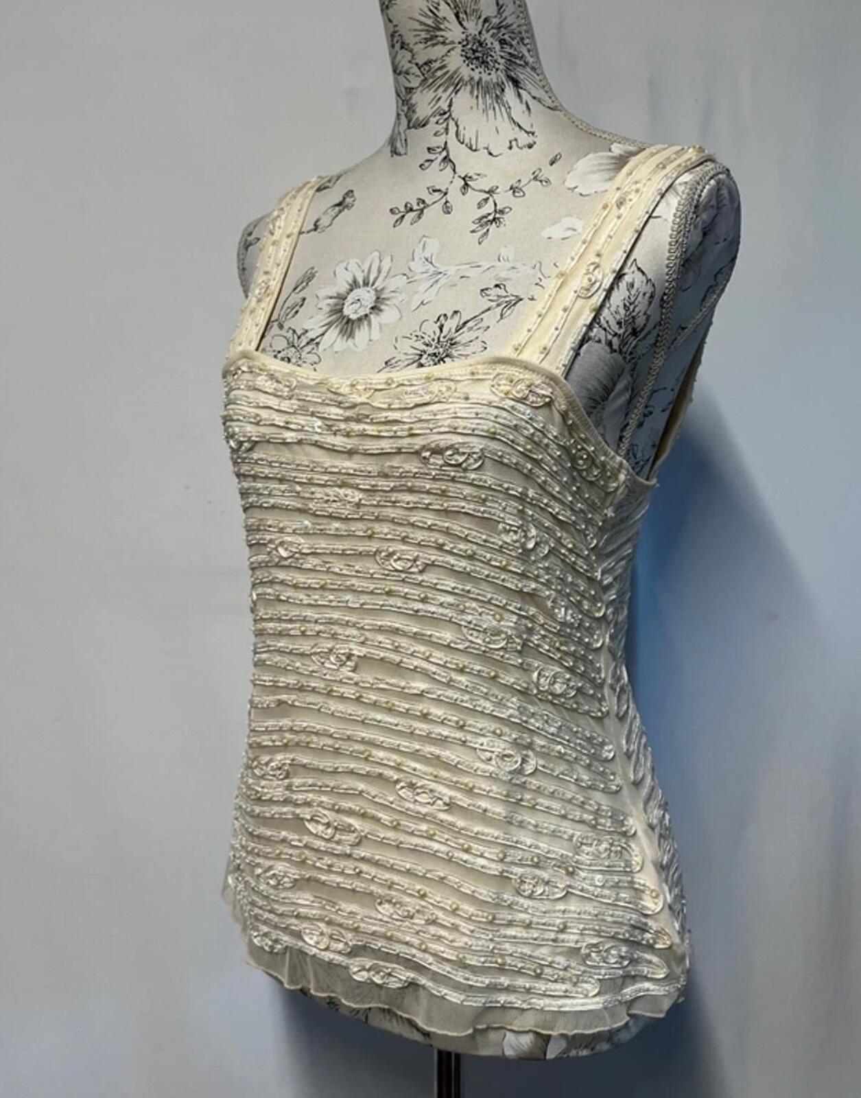 Phase Eight  | Size 14| Y2K Vintage Embroidered cream vest top