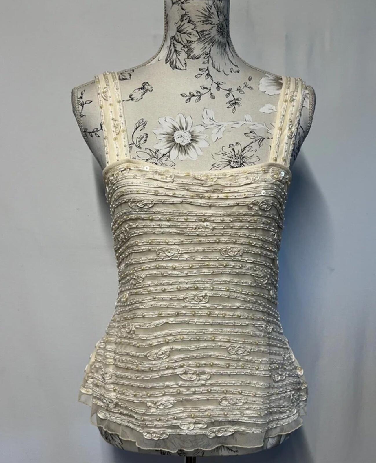 Phase Eight  | Size 14| Y2K Vintage Embroidered cream vest top